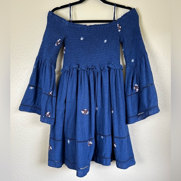 Free People Counting Daisies Dress In Blue - Picture 3 of 7